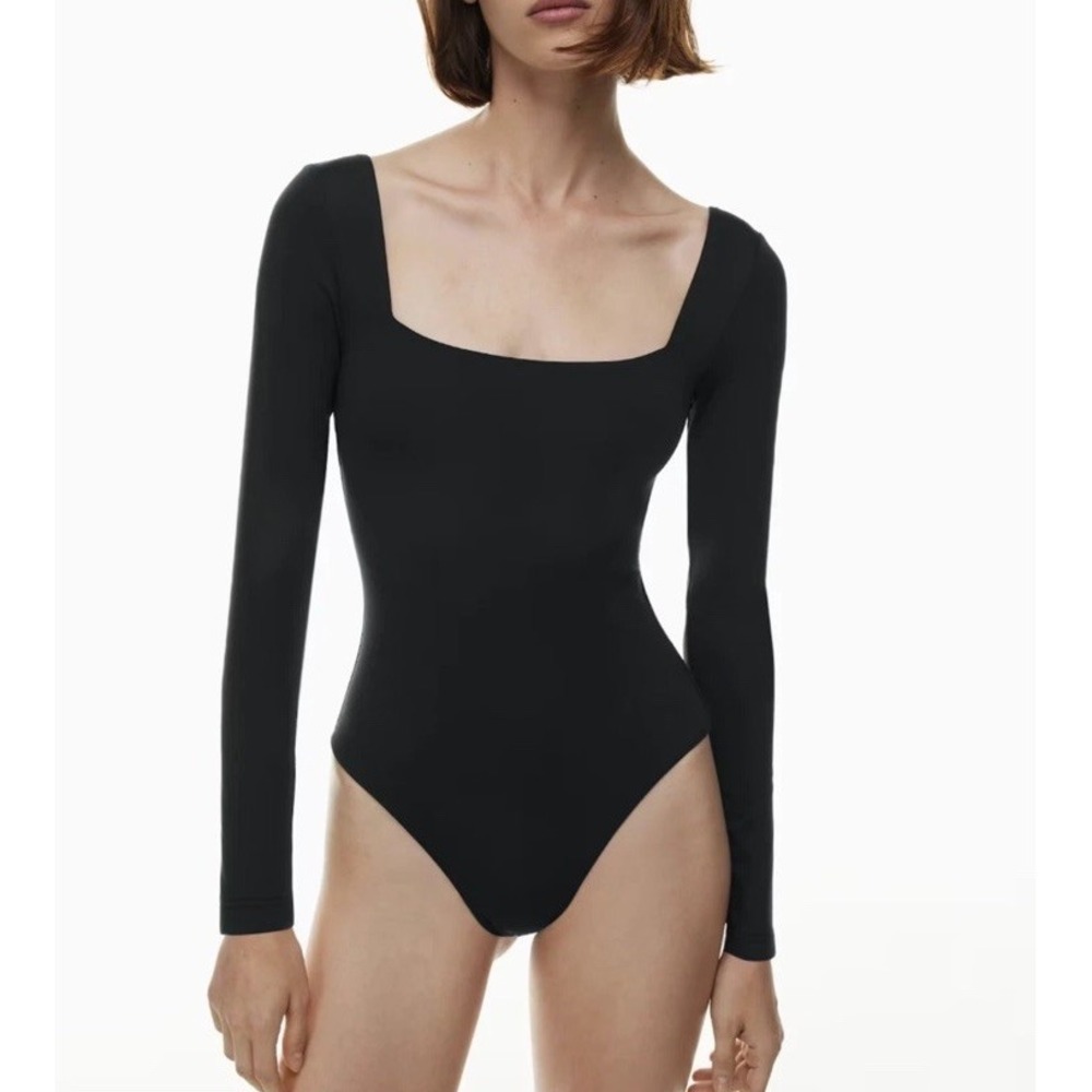 Babaton Women's Bodysuit Size Large Long Sleeve Black Adult Nylon